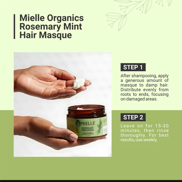 MIELLE_Rosemary_Mint_Strengthening_Hair_Masque,_Essential_Oil_&_Biotin_Deep_Treatment,_Miracle_Repair_for_Dry,_Damaged,_&_Frizzy_Hair_340gm,1_Count