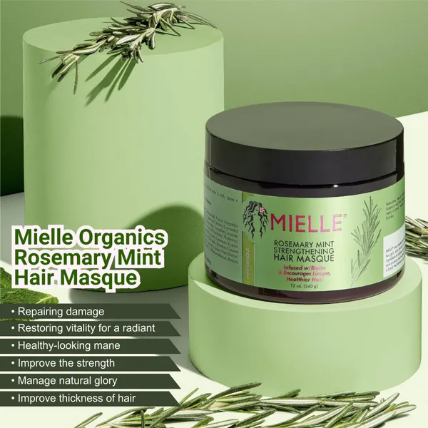 MIELLE_Rosemary_Mint_Strengthening_Hair_Masque,_Essential_Oil_&_Biotin_Deep_Treatment,_Miracle_Repair_for_Dry,_Damaged,_&_Frizzy_Hair_340gm,1_Count
