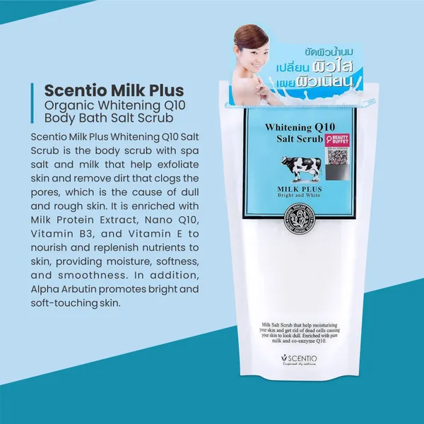 Scentio_Milk_Plus_Organic_Whitening_Q10_Body_Bath_Salt_Scrub,_300_Grams_(Made_In_Thailand)._Perfectly_Exfoliates_dead_skin._Perfect_For_Manicure_And_Pedicure