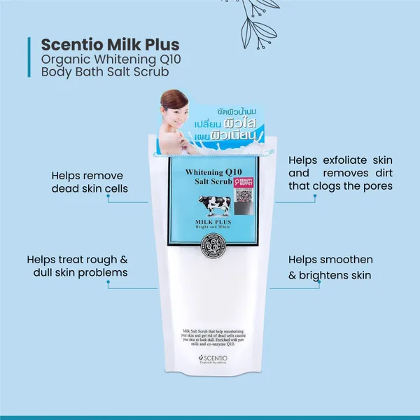 Scentio_Milk_Plus_Organic_Whitening_Q10_Body_Bath_Salt_Scrub,_300_Grams_(Made_In_Thailand)._Perfectly_Exfoliates_dead_skin._Perfect_For_Manicure_And_Pedicure