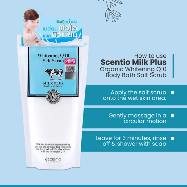 Scentio_Milk_Plus_Organic_Whitening_Q10_Body_Bath_Salt_Scrub,_300_Grams_(Made_In_Thailand)._Perfectly_Exfoliates_dead_skin._Perfect_For_Manicure_And_Pedicure