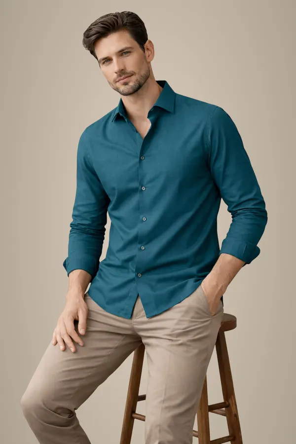 Teal_Blue_Premium_Shirt_For_Men