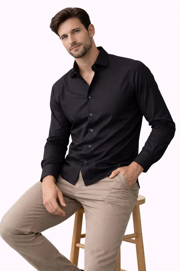 Black_Satin_Checkered_Shirt_And_Soft_Pink_Linen_Premium_Shirt_For_Men_Pack_Of_2