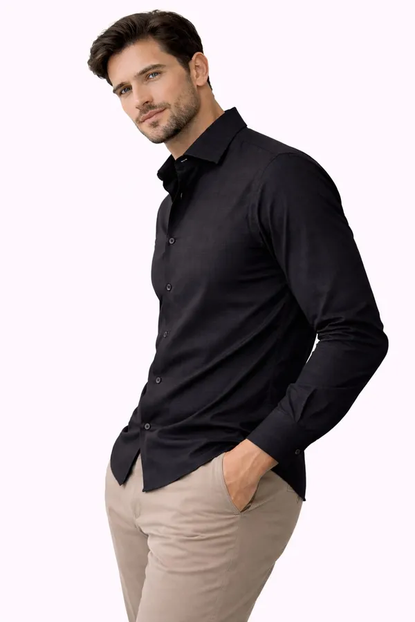 Black_Satin_Checkered_Shirt_And_Soft_Pink_Linen_Premium_Shirt_For_Men_Pack_Of_2