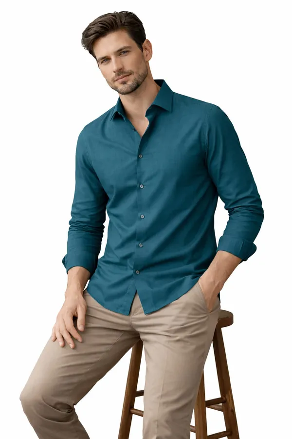 Teal_Blue_Premium_Shirt_For_Men