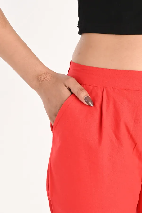 Scarlet_Red_Cotton_Trousers__For_Women