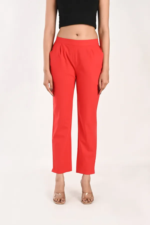 Scarlet_Red_Cotton_Trousers__For_Women