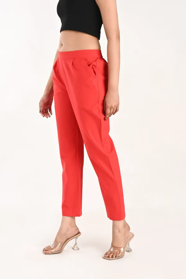 Scarlet_Red_Cotton_Trousers__For_Women