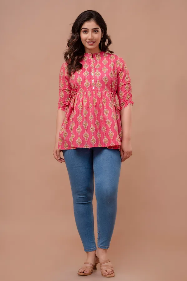 Peach_Cotton_Women_Kurti_For_Women