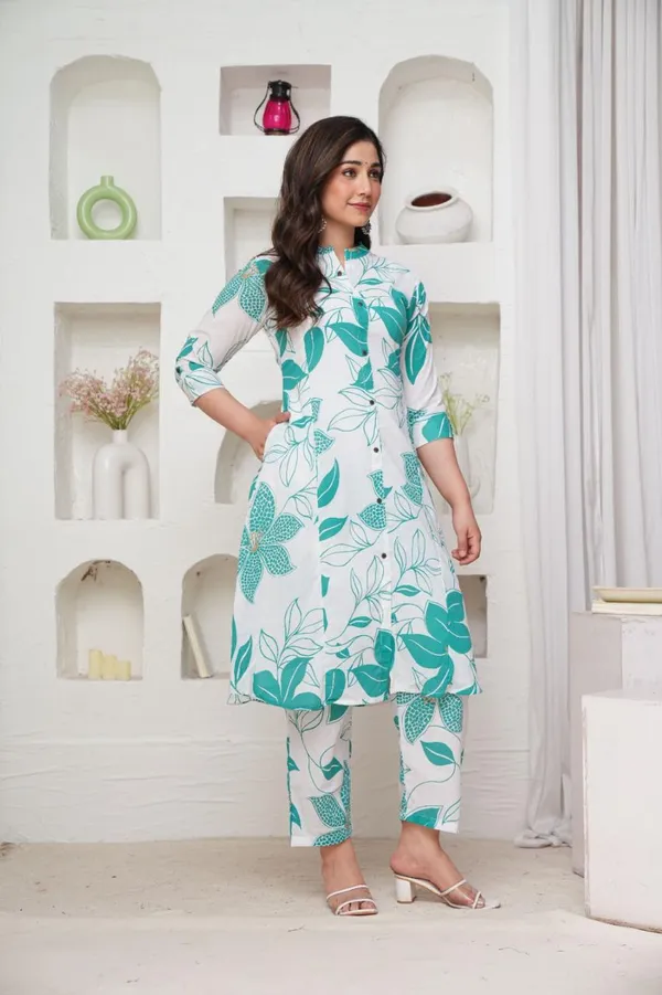 Green_White_Cotton_Co-Ord_For_Women