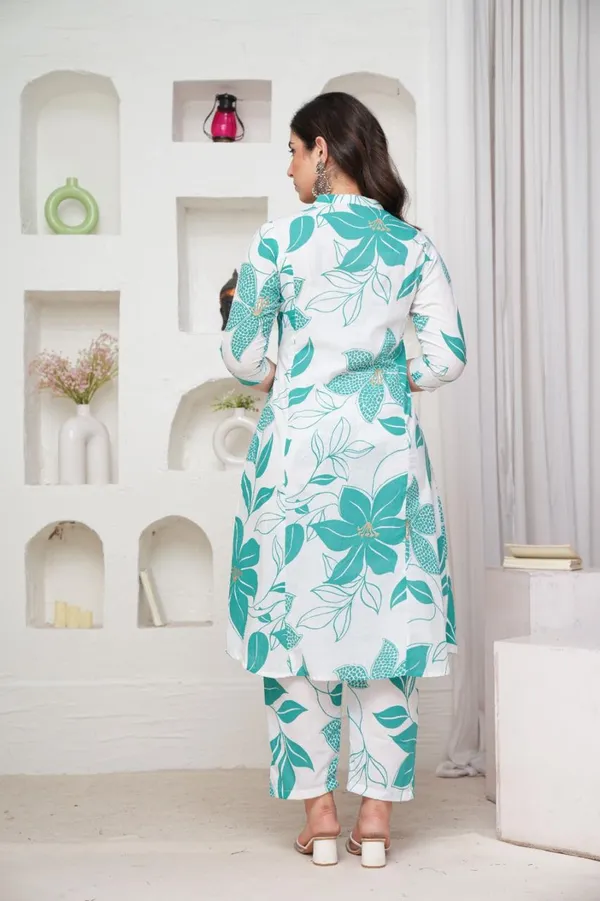 Green_White_Cotton_Co-Ord_For_Women