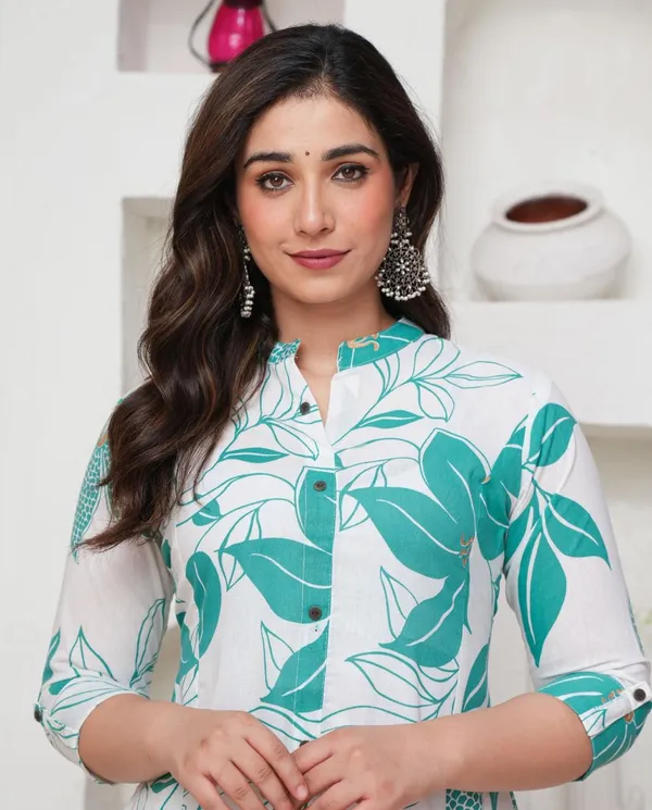 Green_White_Cotton_Co-Ord_For_Women