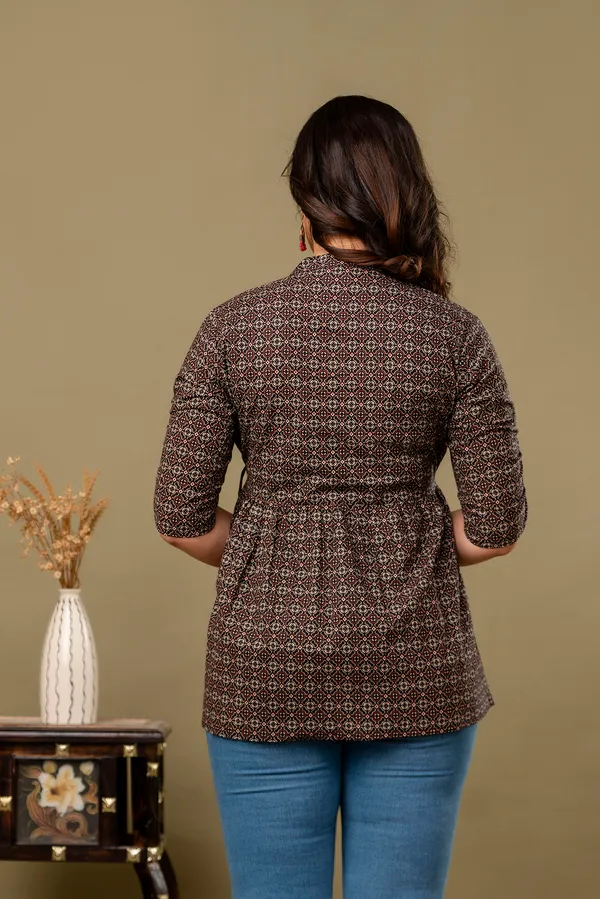 Brown_White_Dot_Top_Women_Kurti_For_Women