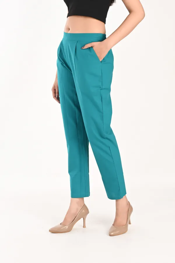 Teal_Green_Cotton_Trousers__For_Women