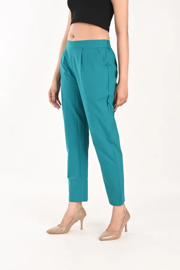 Teal_Green_Cotton_Trousers__For_Women