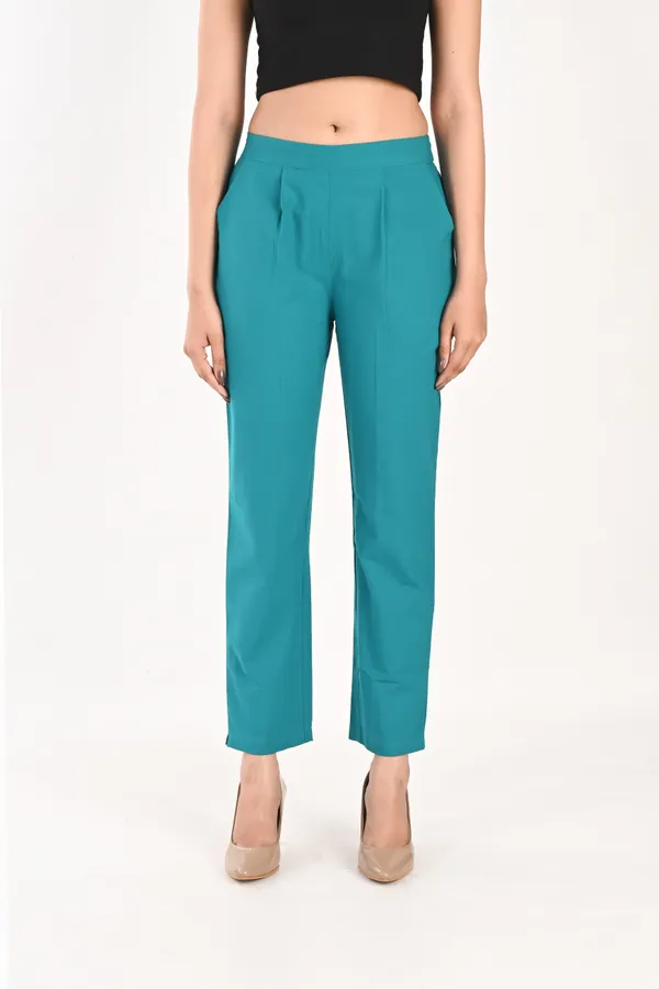 Teal_Green_Cotton_Trousers__For_Women
