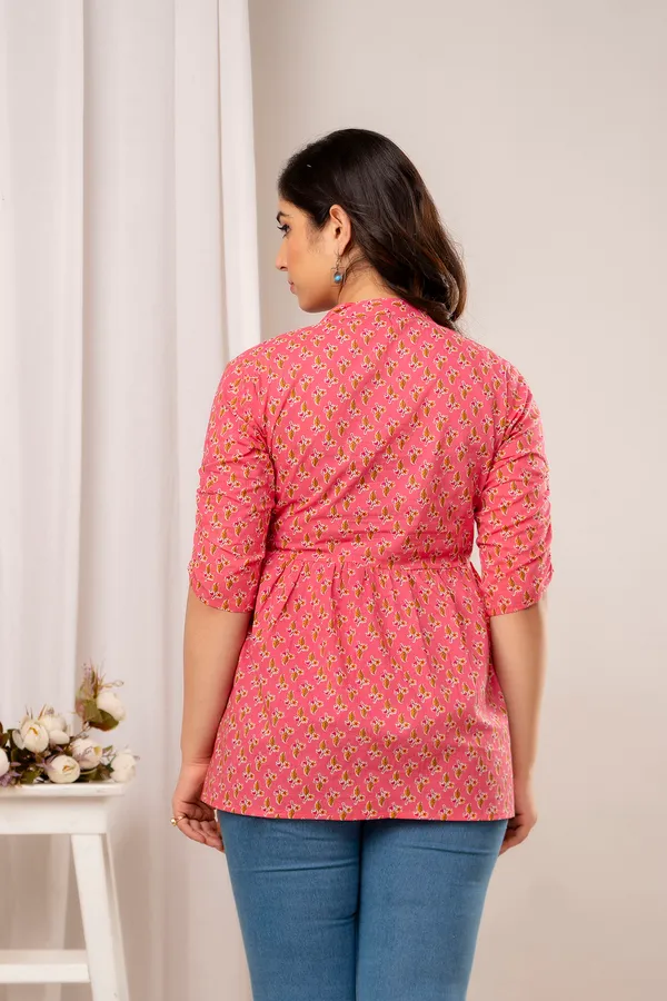 Pink_Green_Patti_Top_Women_Kurti_For_Women