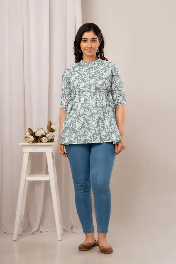 Grey_White_Top_Women_Kurti_For_Women