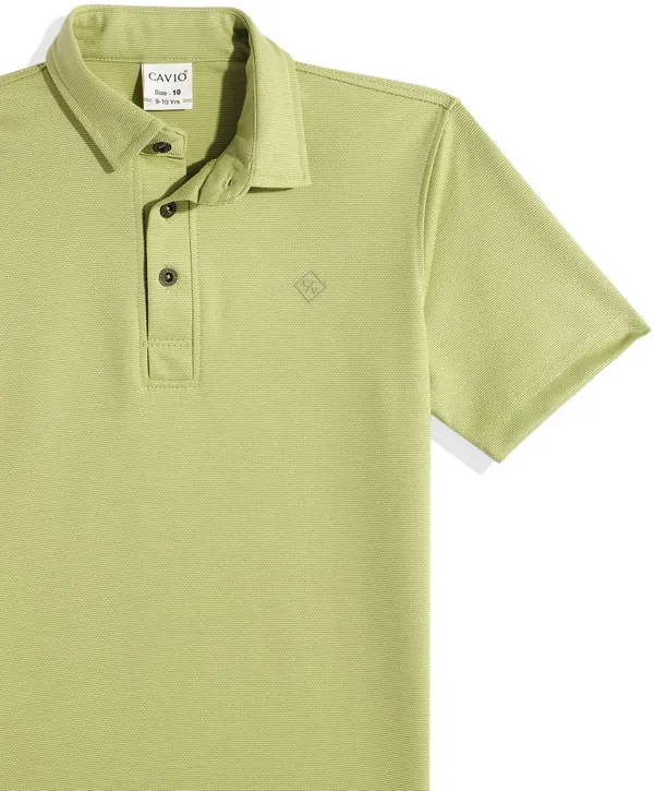 Light_Green_Cotton_Blend_Solid_Polo_Neck_T-Shirt_For_Boys