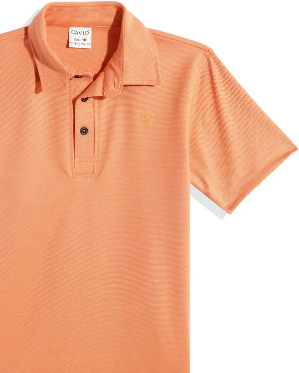 Orange_Cotton_Blend_Solid_Polo_Neck_T-Shirt_For_Boys