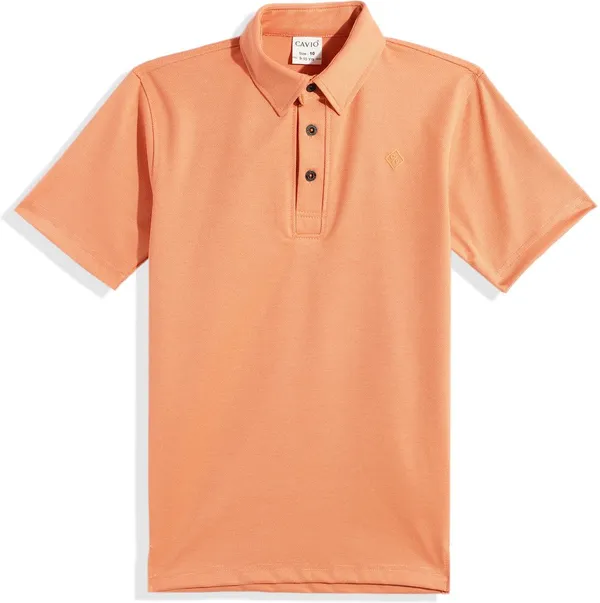 Orange_Cotton_Blend_Solid_Polo_Neck_T-Shirt_For_Boys