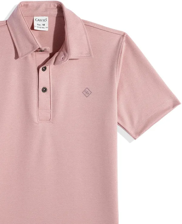 Orange_Cotton_Blend_Solid_Polo_Neck_T-Shirt_For_Boys