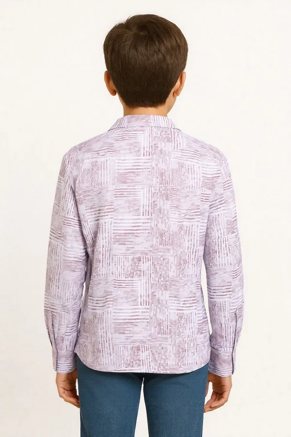 Rust_Pure_Cotton_Striped_Full_Sleeve_Shirt_For_Boys