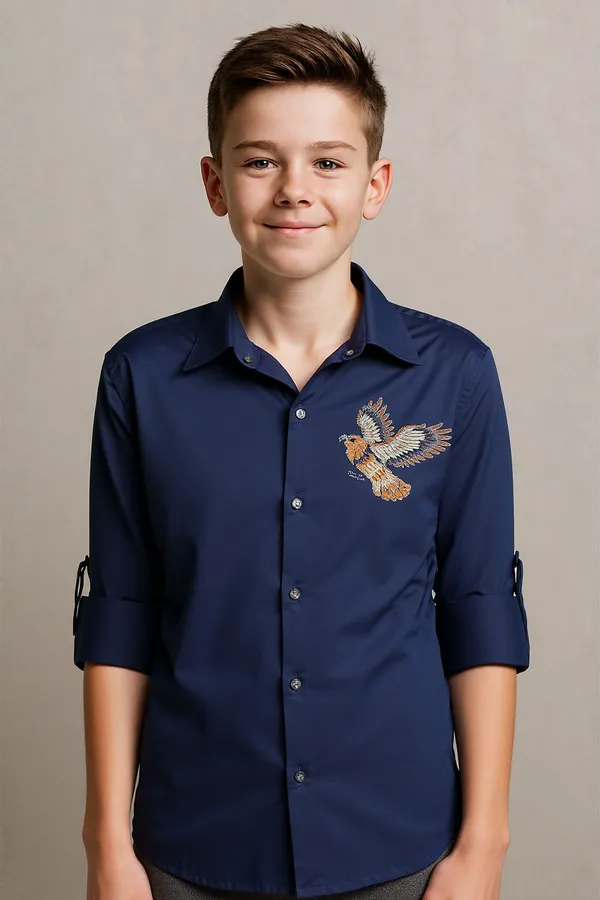 Navy_Cotton_Blend_Printed_Full_Sleeve_Shirt_For_Boys