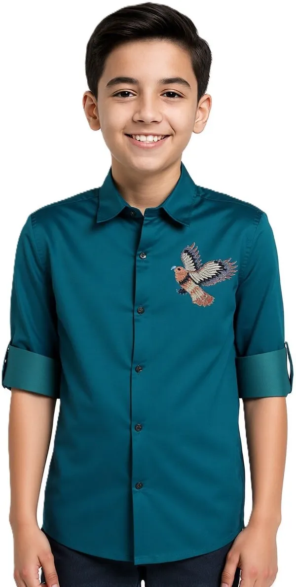 Blue_Cotton_Blend_Printed_Casual_Shirt_For_Boys