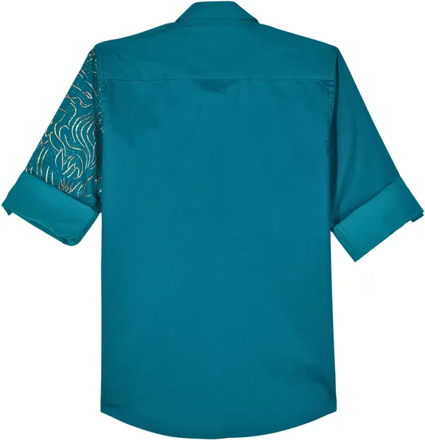 Turquoise_Blue_Cotton_Blend_Embroidered_Full_Sleeve_Shirt_For_Boys