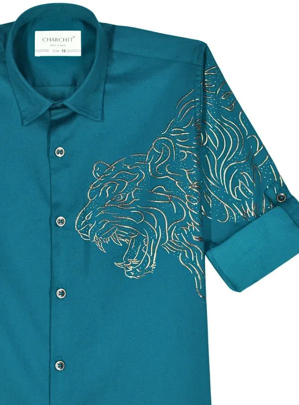 Turquoise_Blue_Cotton_Blend_Embroidered_Full_Sleeve_Shirt_For_Boys