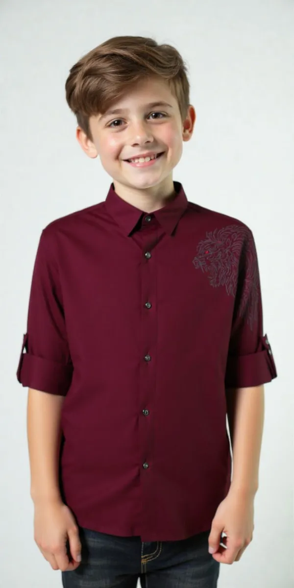 Maroon_Cotton_Blend_Printed_Full_Sleeve_Shirt_For_Boys