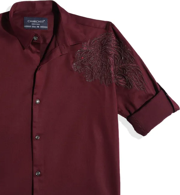 Maroon_Cotton_Blend_Printed_Full_Sleeve_Shirt_For_Boys