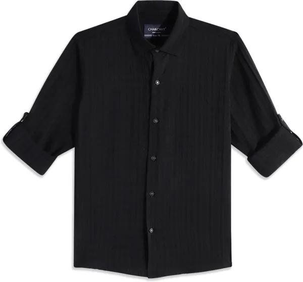 Black_Pure_Cotton_Solid_Full_Sleeve_Shirt_For_Boys