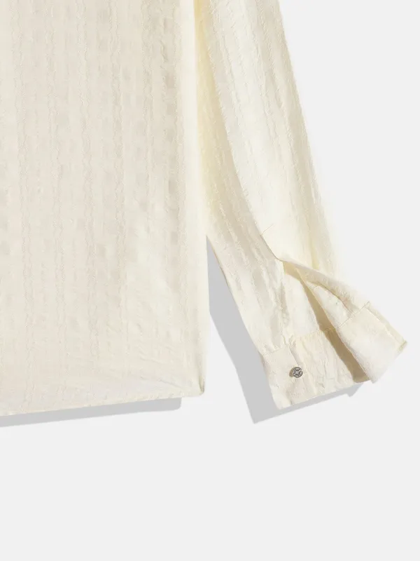 Cream_Pure_Cotton_Solid_Full_Sleeve_Shirt_For_Boys