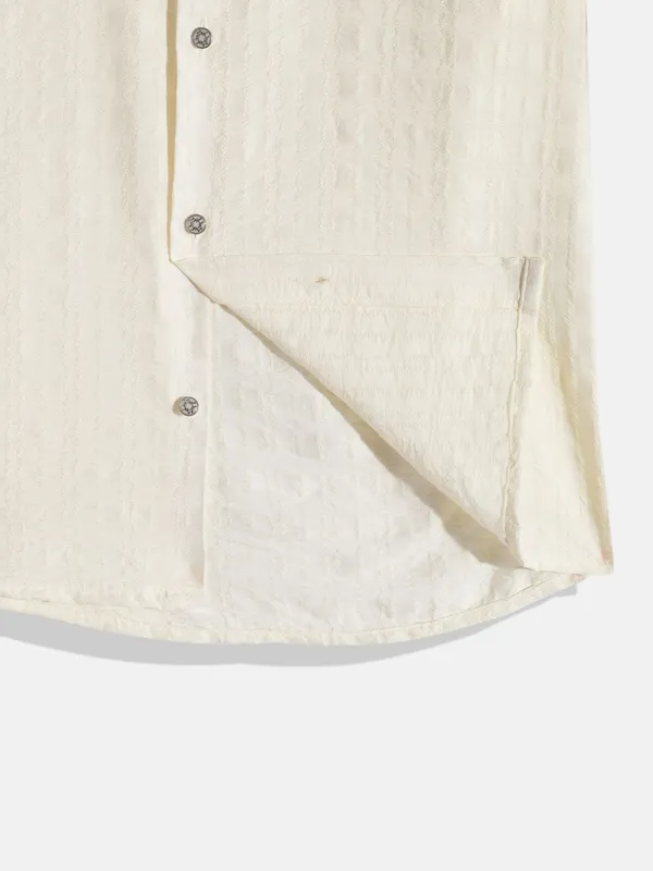 Cream_Pure_Cotton_Solid_Full_Sleeve_Shirt_For_Boys