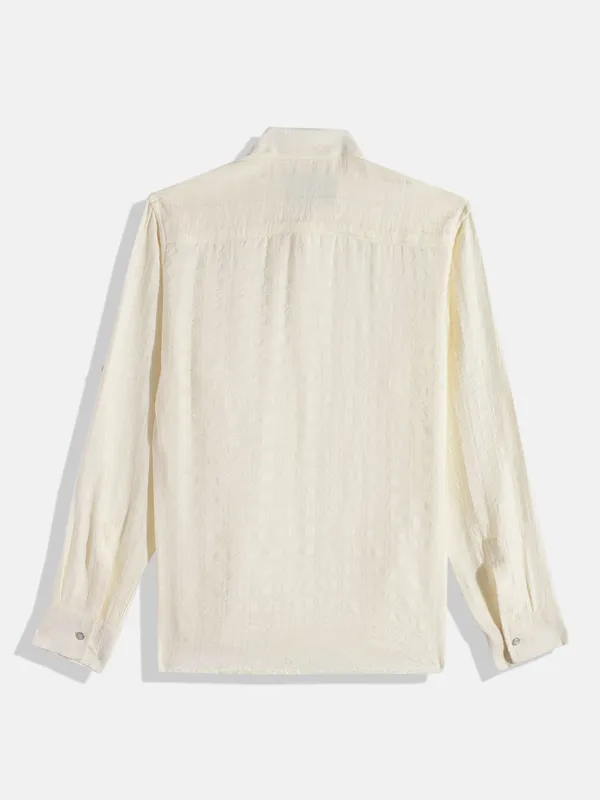 Cream_Pure_Cotton_Solid_Full_Sleeve_Shirt_For_Boys
