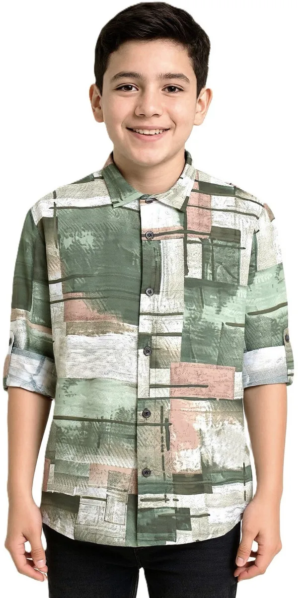 Dark_Green_Pure_Cotton_Printed_Full_Sleeve_Shirt_For_Boys