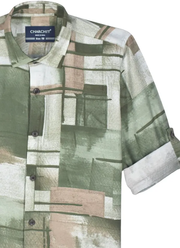 Dark_Green_Pure_Cotton_Printed_Full_Sleeve_Shirt_For_Boys