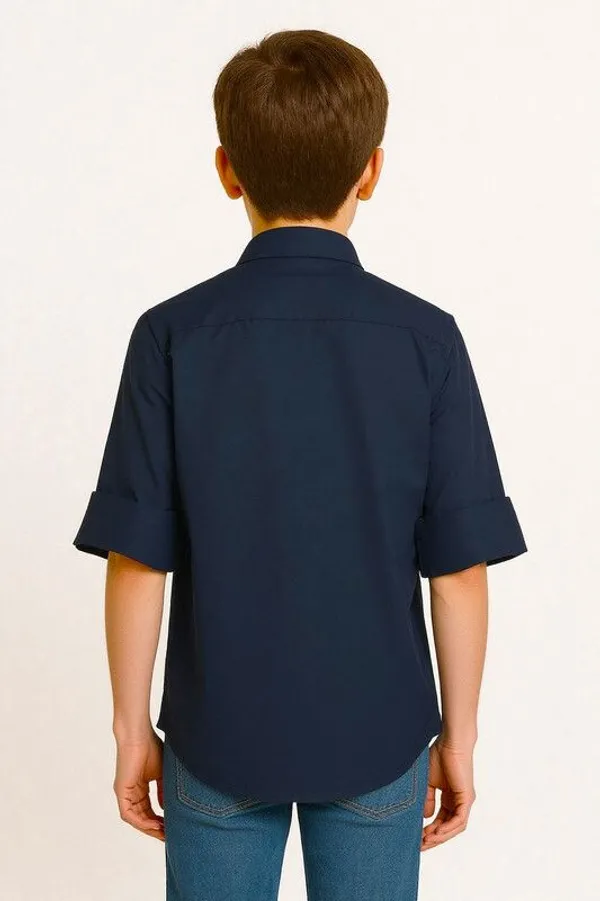 Navy_Pure_Cotton_Solid_Full_Sleeve_Shirt_For_Boys