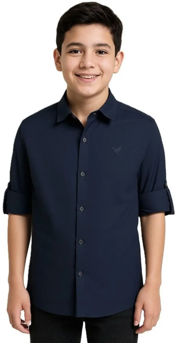 Navy_Pure_Cotton_Solid_Full_Sleeve_Shirt_For_Boys