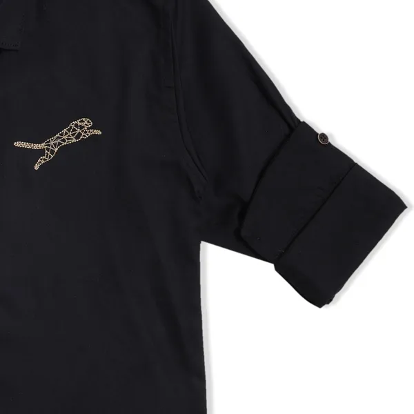 Black_Cotton_Blend_Solid_Casual_Shirt_For_Boys