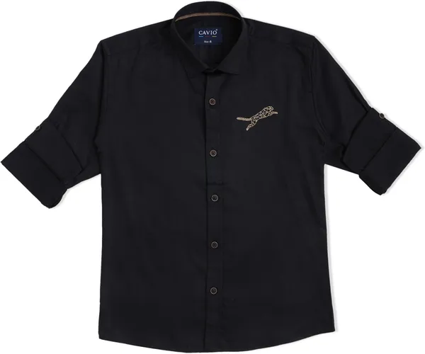 Black_Cotton_Blend_Solid_Casual_Shirt_For_Boys