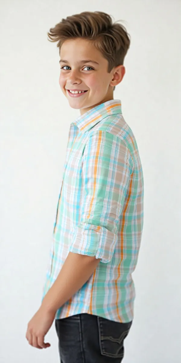 Orange_Pure_Cotton_Checkered_Full_Sleeve_Shirt_For_Boys