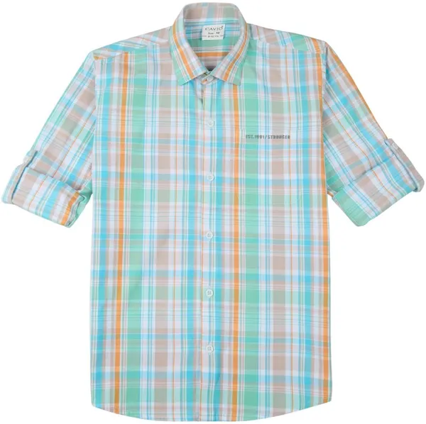 Orange_Pure_Cotton_Checkered_Full_Sleeve_Shirt_For_Boys