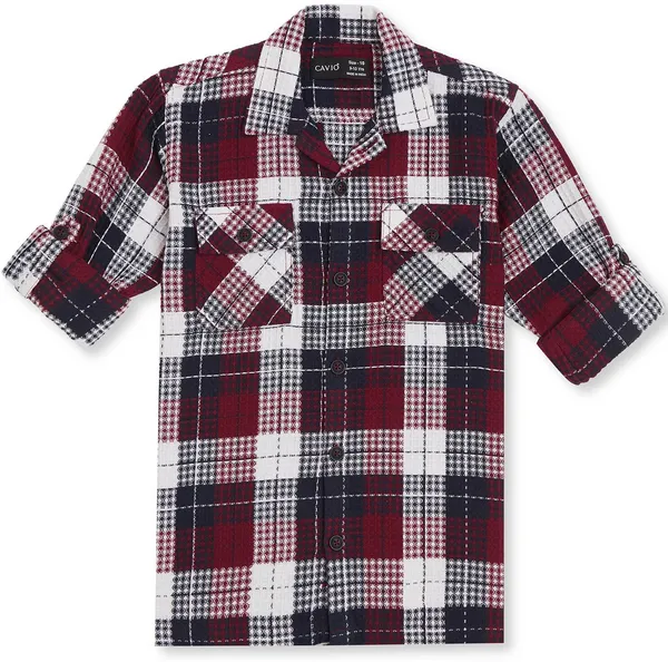 Red_Pure_Cotton_Checkered_Full_Sleeve_Shirt_For_Boys