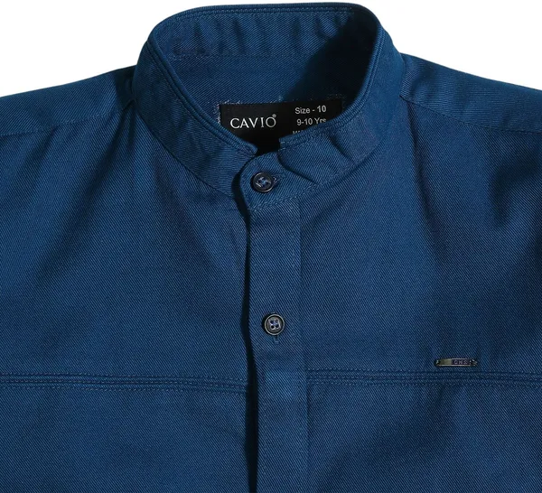 Blue_Pure_Cotton_Solid_Roll-Up_Sleeve_Shirt_For_Boys