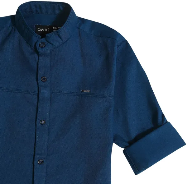 Blue_Pure_Cotton_Solid_Roll-Up_Sleeve_Shirt_For_Boys