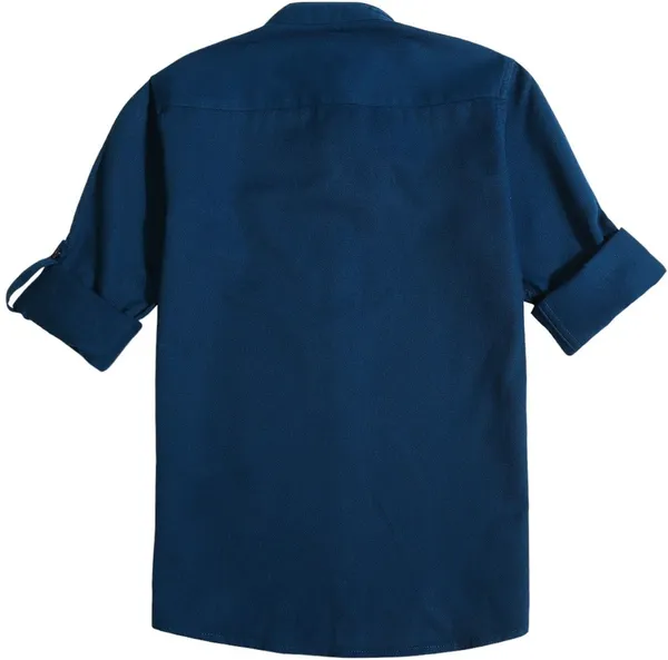 Blue_Pure_Cotton_Solid_Roll-Up_Sleeve_Shirt_For_Boys