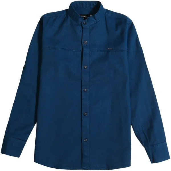 Blue_Pure_Cotton_Solid_Roll-Up_Sleeve_Shirt_For_Boys
